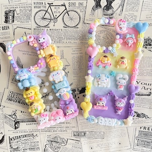 San Family Decoden Phone Cases for All Models, Rainbow Color Handmade Phone Cases, Cream Glue Custom Phone Cases