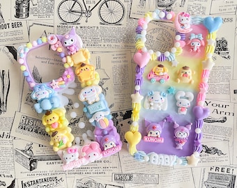 San Family Decoden Phone Cases for All Models, Rainbow Color Handmade Phone Cases, Cream Glue Custom Phone Cases