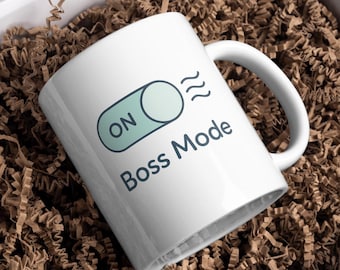 Boss Mode On Ceramic Coffee Cup, Co Worker Gift, Office Mug, Coffee Lover Gift, Boss Mug, Office Decor