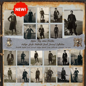 Junk journal kit &quot;Before They Were Pirates&quot;. Digital Download for printable vintage-style portraits and Ephemera. Commercial Use.