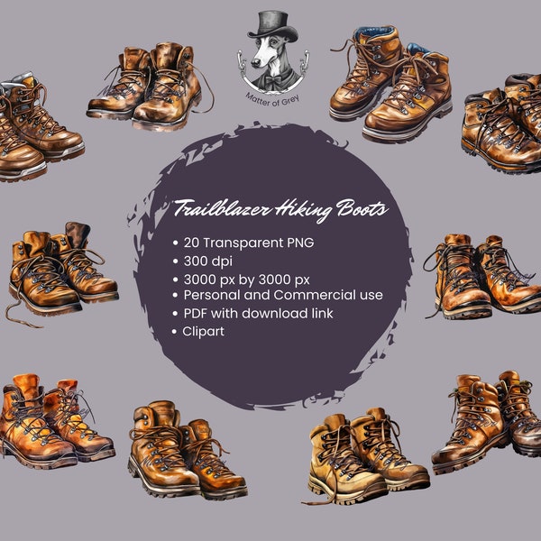 Trailblazer Hiking Boots & Shoes Clipart - Unique PNG Images for Crafting, Digital Download with Commercial Use permission.