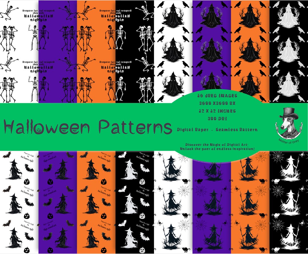 Halloween Seamless Paper Patterns: Digital Download and Commercial Use ...
