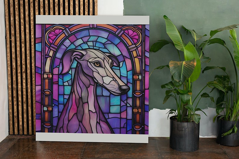 Stained Glass Greyhound Clipart for instant digital download and commercial use. image 6