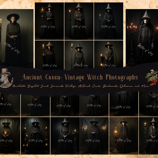 Ancient Coven: Vintage Witch Photographs Digital Junk Journal Paper