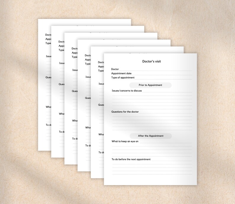 Doctor Visit Printable Template, Medical Visits, Undated Pages ...