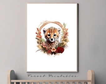 Cheetah Nursery Art, Safari Nursery, Printable Nursery Wall Art, Nursery Animal Pictures, Nursery wall decor, nursery digital download jpg