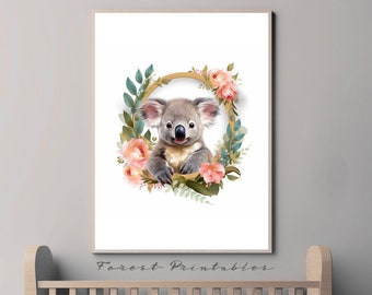 Koala Nursery Art, Safari Nursery, Printable Nursery Wall Art, Nursery Animal Pictures, Nursery wall decor, nursery digital download jpg
