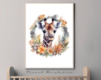 Giraffe Nursery Art, Safari Nursery, Printable Nursery Wall Art, Nursery Animal Pictures, Nursery wall decor, nursery digital download jpg
