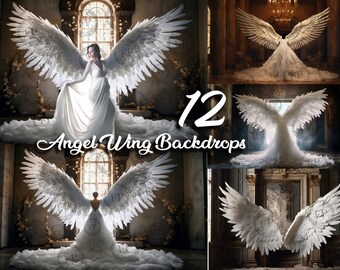 12 Digital Backdrops, Angel Wing Digital Studio Backdrops, Maternity Studio Backdrops, photography studio background, photo booth backdrops