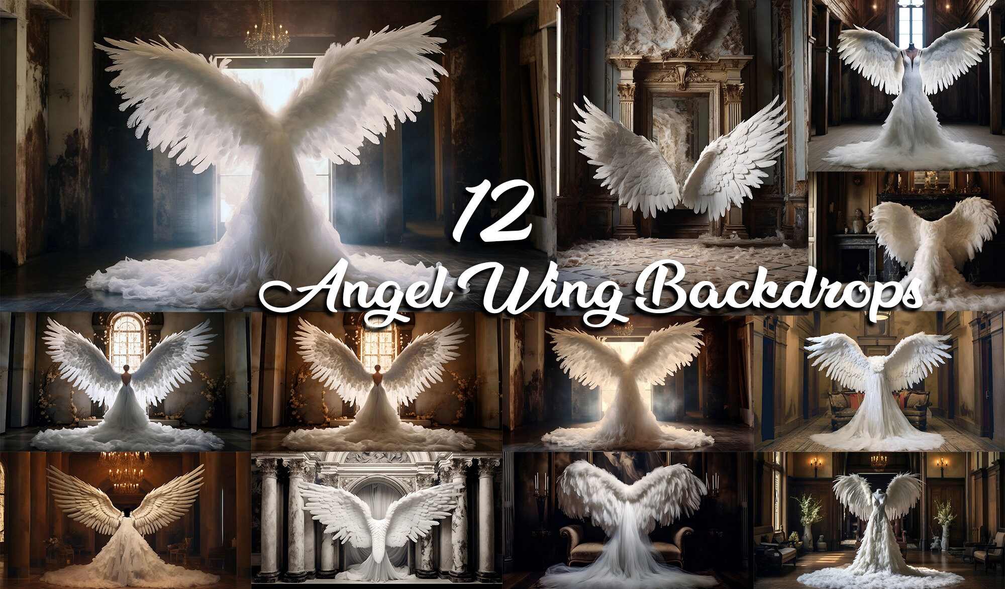 12 Digital Backdrops Angel Wing Digital Studio Backdrops - Etsy