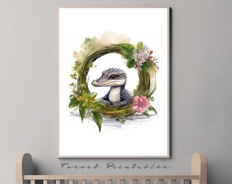 Alligator Nursery Art, Safari Nursery, Printable Nursery Wall Art, Nursery Animal Pictures, Nursery wall decor, nursery digital download jpg