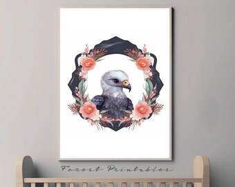 Eagle Nursery Art, Woodland Nursery, Printable Nursery Wall Art, Nursery Animal Pictures, Nursery wall decor, nursery digital download jpg