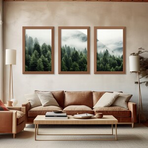 3 Piece Forest Wall Art Print, Green Forest Print Wall Art, Set of 3 ...