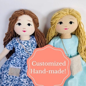 Unique handmade custom doll cute cloth rag dolls for granddaughter little house on the prairie doll embroidered princess doll gift for girl