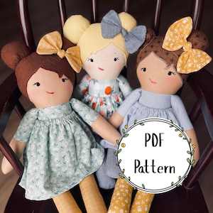 15 Inch Cloth Doll Sewing Pattern, Video Tutorial (PDF Pattern)