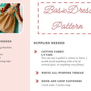 Basic Doll Dress PDF Pattern for a 15 inch cloth doll, beginner friendly doll dress pattern, video tutorial included image 2