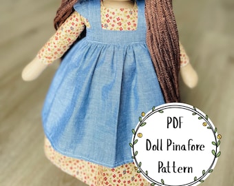 Doll Pinafore Pattern PDF, Printable pattern for doll apron