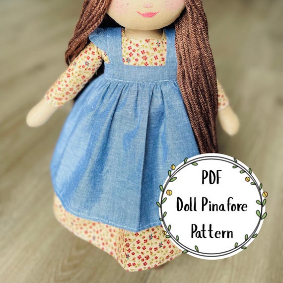 Doll Pinafore Pattern PDF, Printable pattern for doll apron