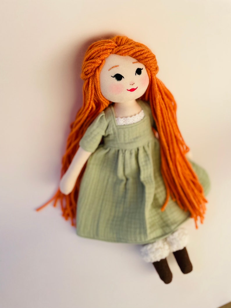 Beautiful Red Headed Doll, Red Haired Cloth Doll, Handmade Doll, Doll