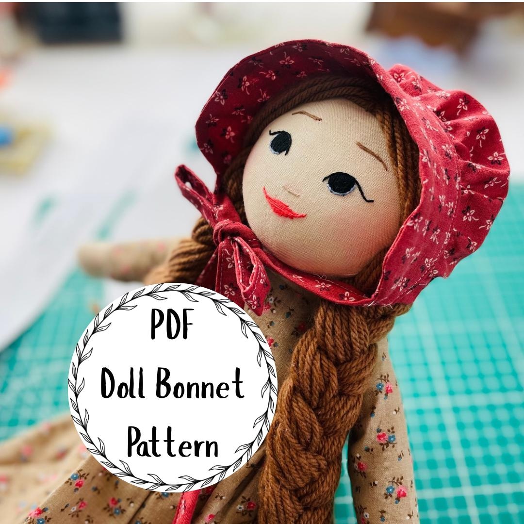 PDF Pattern for a Doll Bonnet, Prairie Bonnet Pattern for 15 Inch Doll ...