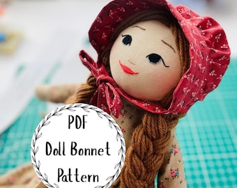 PDF Pattern for a Doll Bonnet, Prairie Bonnet Pattern for 15 inch Doll