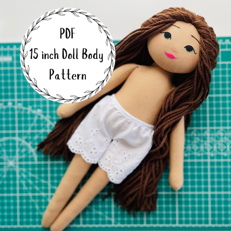 Basic cloth doll BODY PATTERN, make the perfect gift for your rag doll enthusiast. Comes with video tutorial! image 1