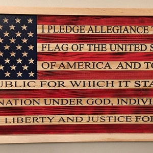 Framed American Flag with CNC carved stars and pledge