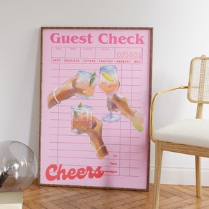 Guest Check Cheers Pink Wall Print