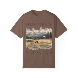 Grand Teton Nationalpark, Unisex Garment Dyed T-Shirt, Nationalpark Wildtier T-Shirt, Outdoor Abenteuer Shirt, Bergliebhaber Geschenk, Natur