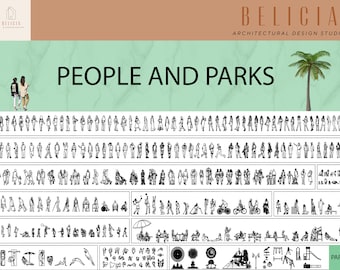2D AutoCAD People and Park Blocks , Human Templates , DWG for Architects and Designers