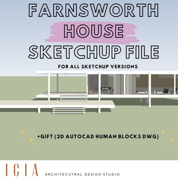 Archivo de Sketchup de la casa Farnsworth - Obra maestra arquitectónica de Mies van der Rohe