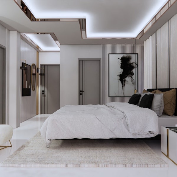 Best Bedroom Design , Online Interior Design Service , Personalized Home Design , 3D Rendering , Master Bedroom Design , E-Design Support