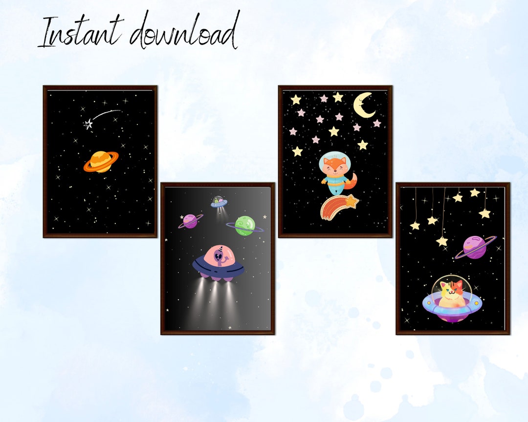 Printable Kids Space Wall Art Set Digital Download Nursery - Etsy