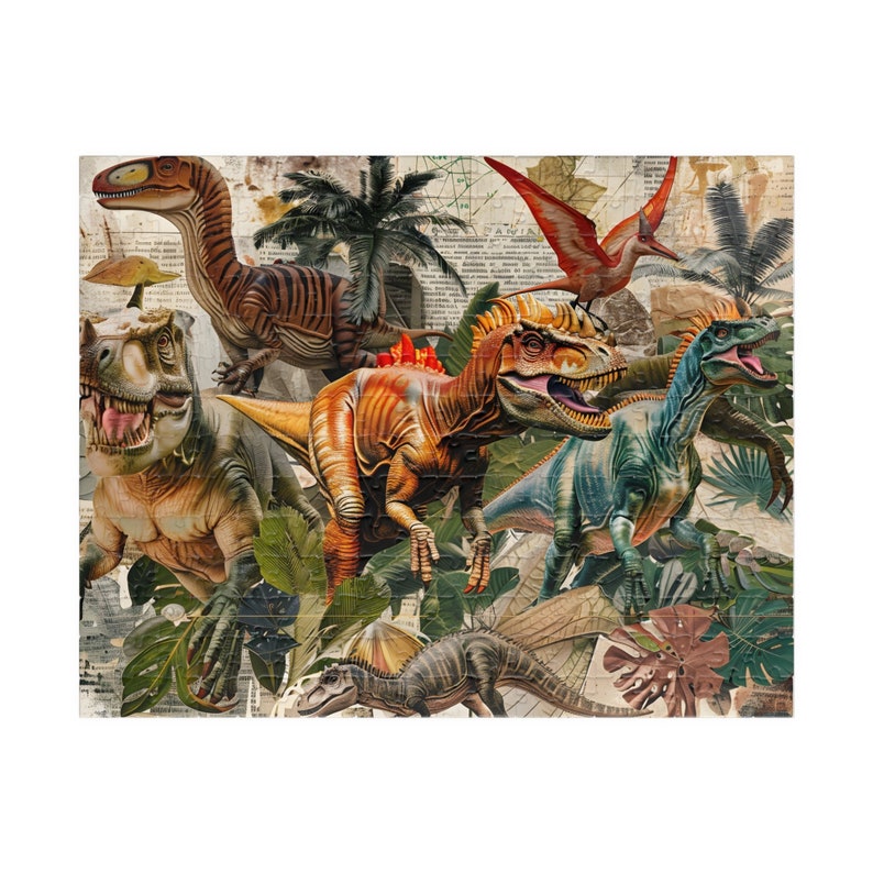 Prehistoric Patchwork Dinosaur Collage 1395225310 Etsy