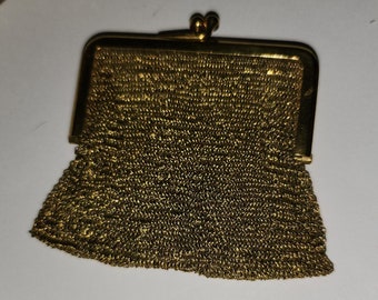 20K Gold purse, coin purse, vintage gold, chain mail, two pockets