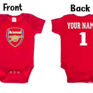 Customizable Arsenal F.C. Soccer Red Baby Bodysuit 画像 1