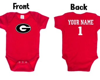 Customizable Georgia Bulldogs G logo Red Baby Bodysuit