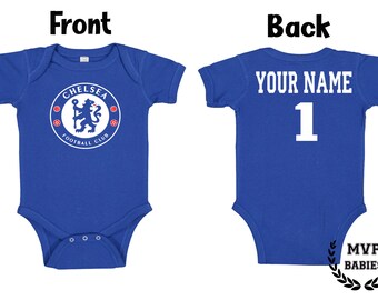 Customizable Chelsea Soccer Royal Blue Baby Bodysuit