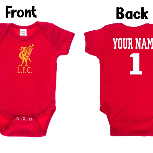 Customizable Liverpool F.C. Soccer Red Baby Bodysuit