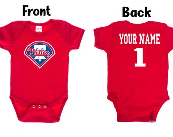 Customizable Philadelphia Phillies Red Baby Bodysuit