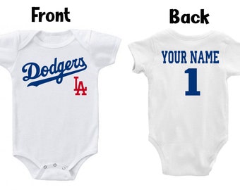 Customizable Los Angeles Dodgers White Baby Bodysuit