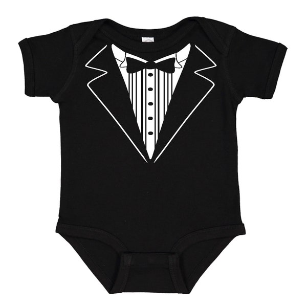 Baby Tuxedo black bodysuit with or without flower.