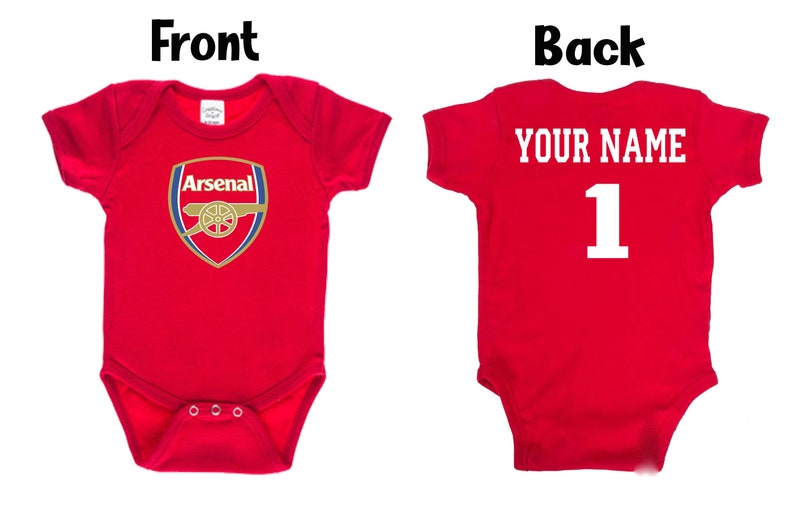 Customizable Arsenal F.C. Soccer Red Baby Bodysuit 画像 1