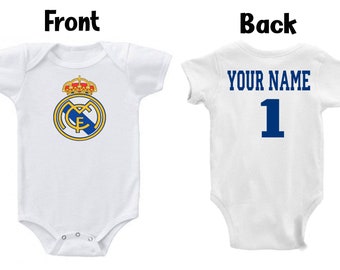 Customizable Real Madrid CF White Baby Bodysuit