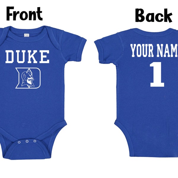 Customizable Duke Blue Devils Royal Blue Baby Bodysuit