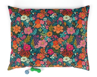 Floral Dog Bed, Cat Bed, Pet Bed, Cute Pet Furniture, Large Bed, Medium Bed, Small Bed, Washable Pet Bed, Pillow, Dogs, Cats, Cushion