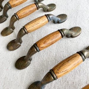 Vintage Brass-Plate Wood Drawer Pull: Distressed Classic MCM Style, 3"CTC | Priced Per Piece