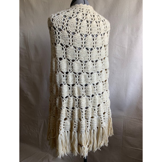 Vintage Crocheted Poncho, Shawl / Handmade 70s / … - image 3