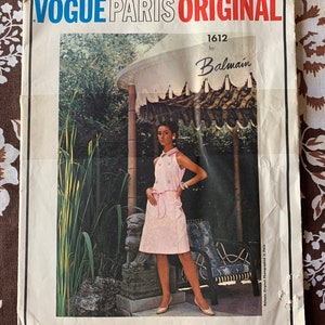 Vogue Paris Original, 1612 Balmain One-Piece Dress, Size 12 UNCUT image 1