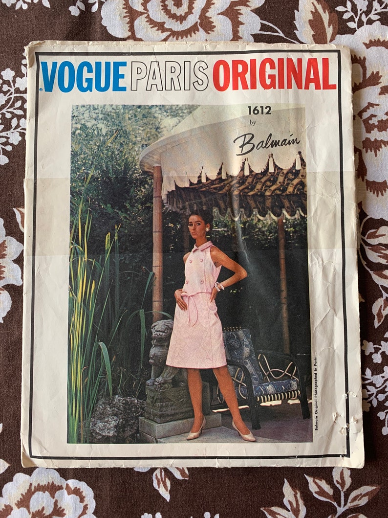 Vogue Paris Original, 1612 Balmain One-Piece Dress, Size 12 UNCUT image 1